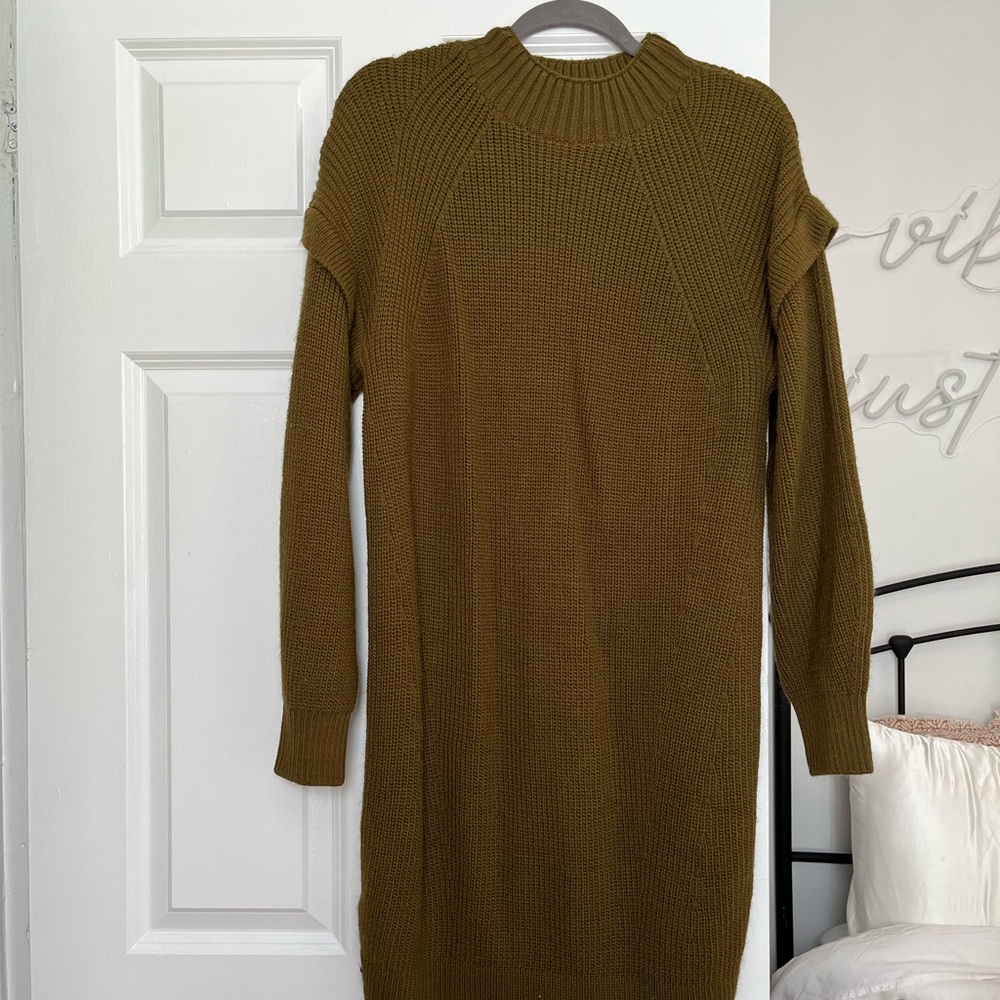 Olive green sweater dress